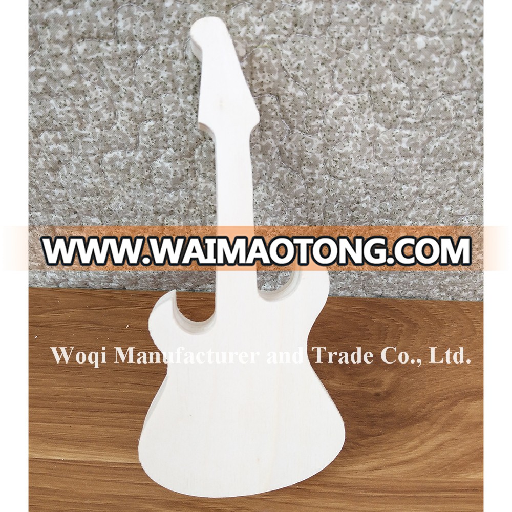 2017 High Quality MDF Customized shape Wooden Cutouts art Crafts, educational carving animal toy guitar