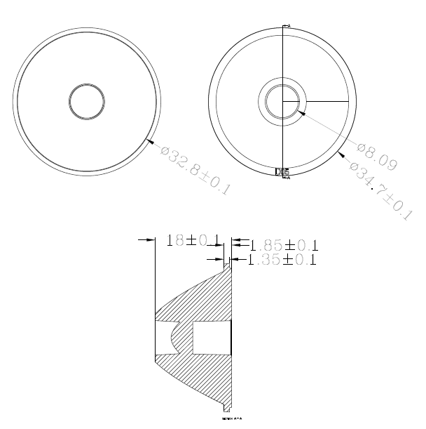 XPE/XPG/XPL 15deg Narrow Spot Stage Lamp Lens With Four Degree