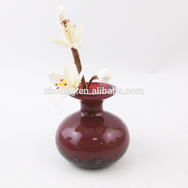 new year  beautiful  flower decorated  Reed Diffuser with handmade glass vase bottle gift set for air fresher