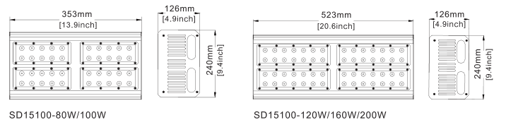 80w-200w SMD ip65 ac100-277v super bright mine led tunnel light