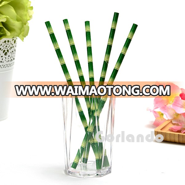 Green Eco-Friendly Disposable Drinking Striped Paper Straws