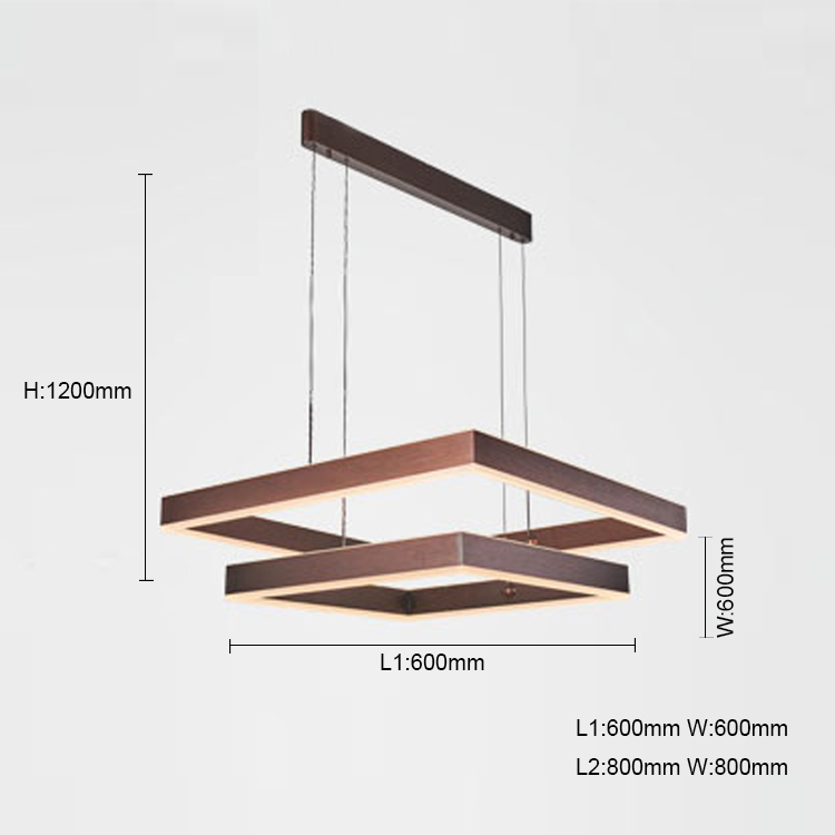 CE approval rectangle shape led pendant lamp coffee color  Zhongshan lamps chandelier