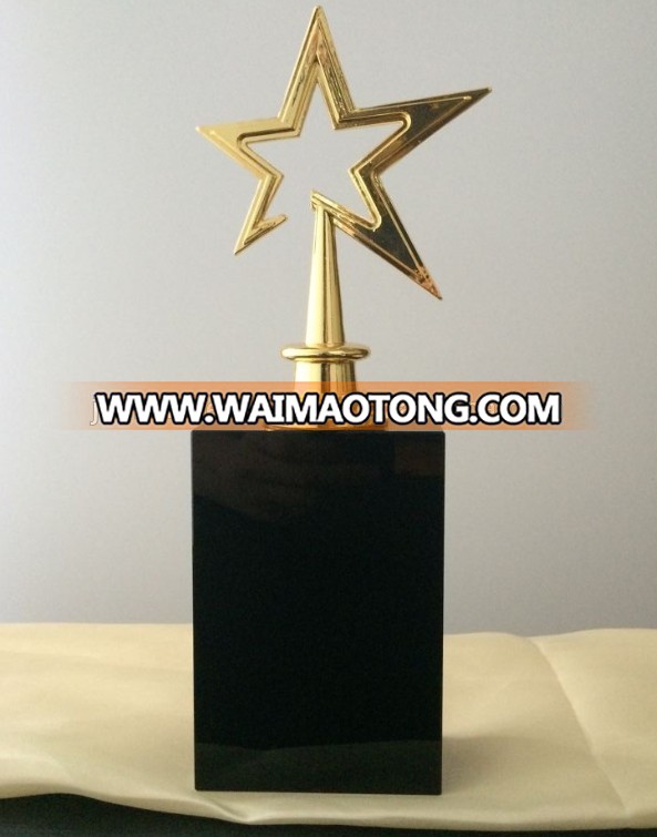 Five star crystal metal trophy