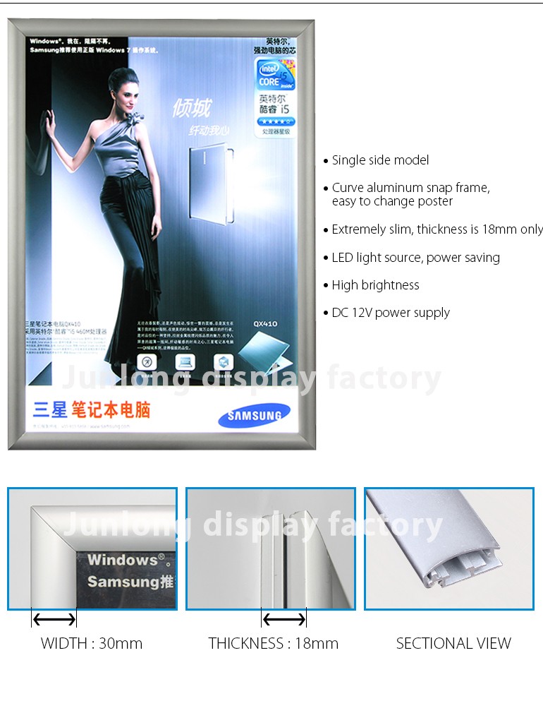 Advertising Slim Backlit Light Box Light Up Poster