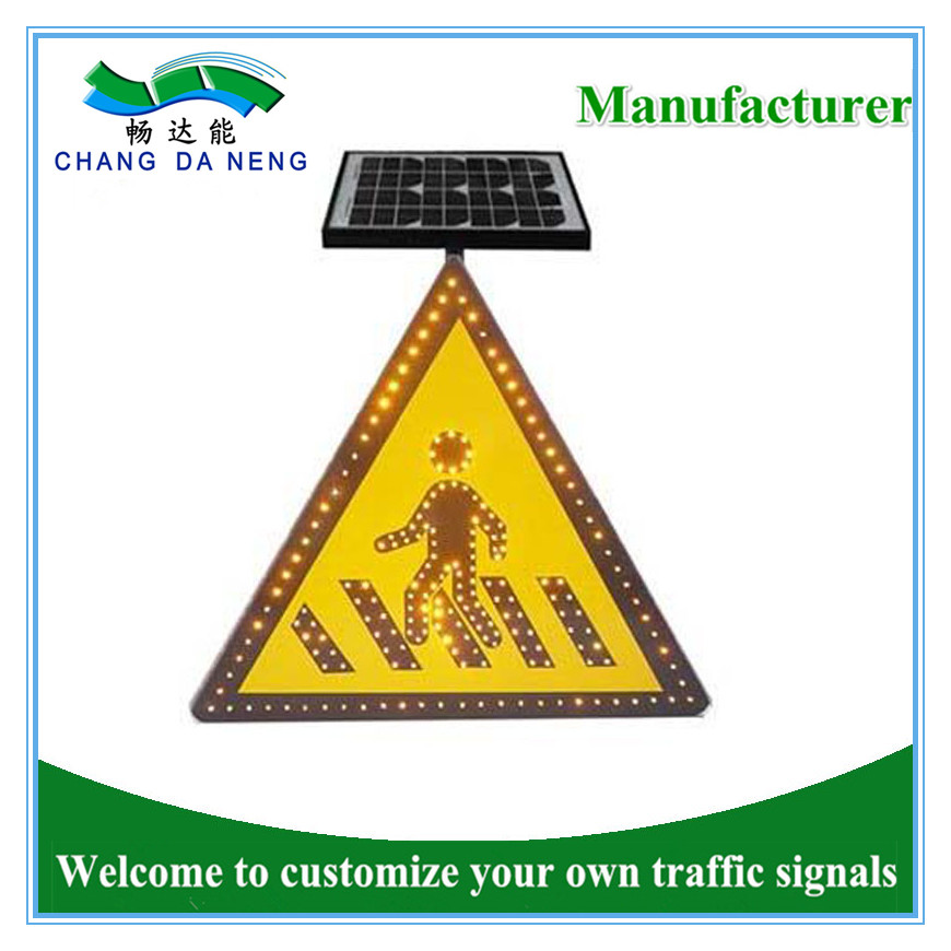 Triangle solar led yellow flashing traffic warning signal