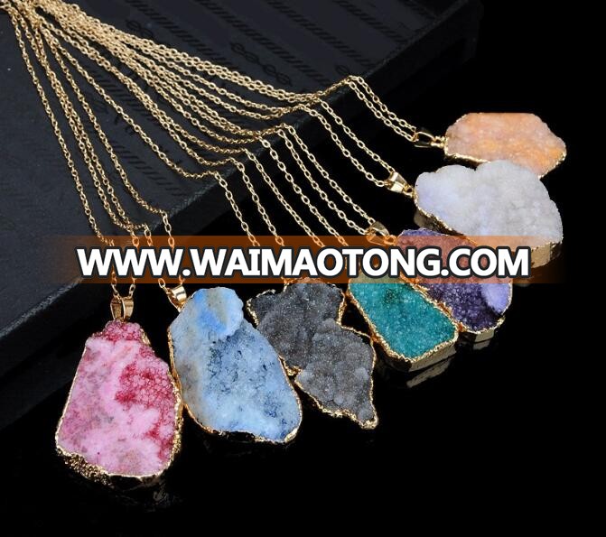 wholesale natural stone jewelry natural geode stone jewelry set