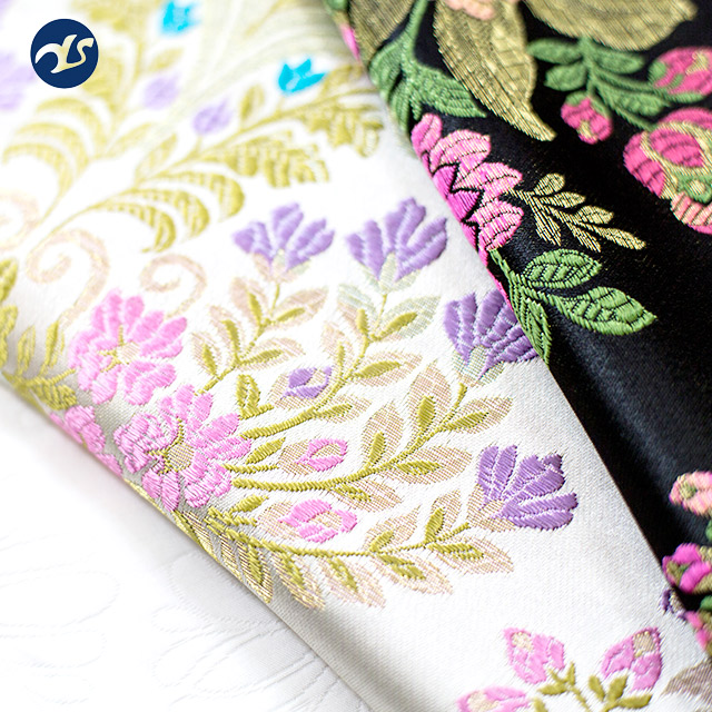 Multi color textile materials 100% polyester jacquard embroidered cloth fabric