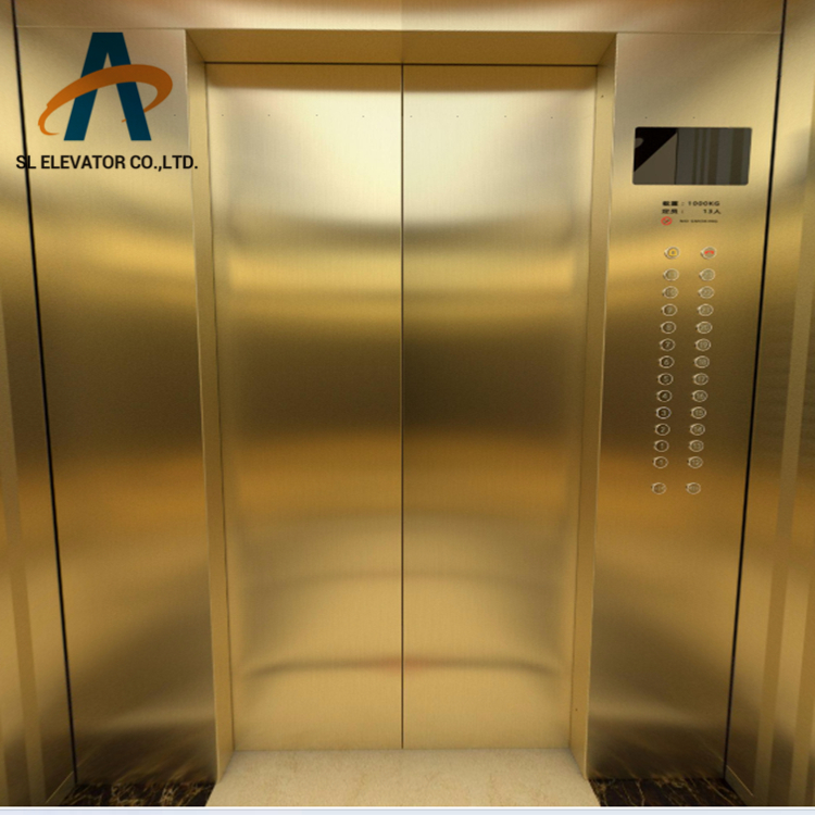 Factory Gold design Metal texture Villa home elevator lifts with small display panel