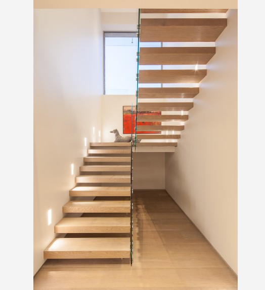 metal wood floating staircase design