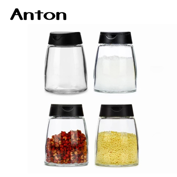 10 oz glass spice jars shaker bottles with metal holder