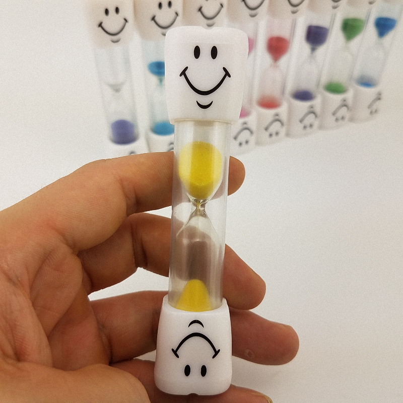 1min and 3 min plastic smiling face tooth sand timer for kids