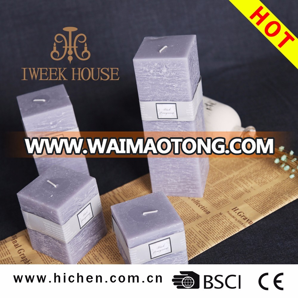 Popular design square shape paraffin wax provide label scented candle