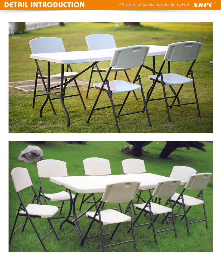 wholesale latest white banquet party wedding event garden outdoor plastic folding tables and chairs with metal legs