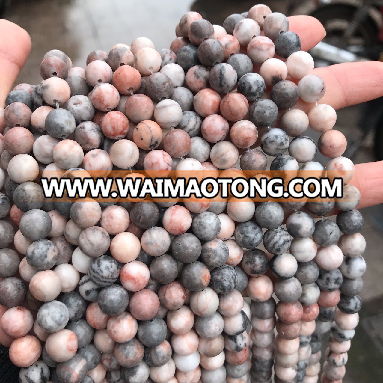 China factory natural pink zebra jasper 12mm stone round beads for bracelet