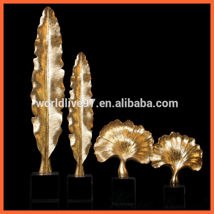 CE- 268-2-G 2016 New Design Gold Resin Banana Leaf Craft for Home Decor