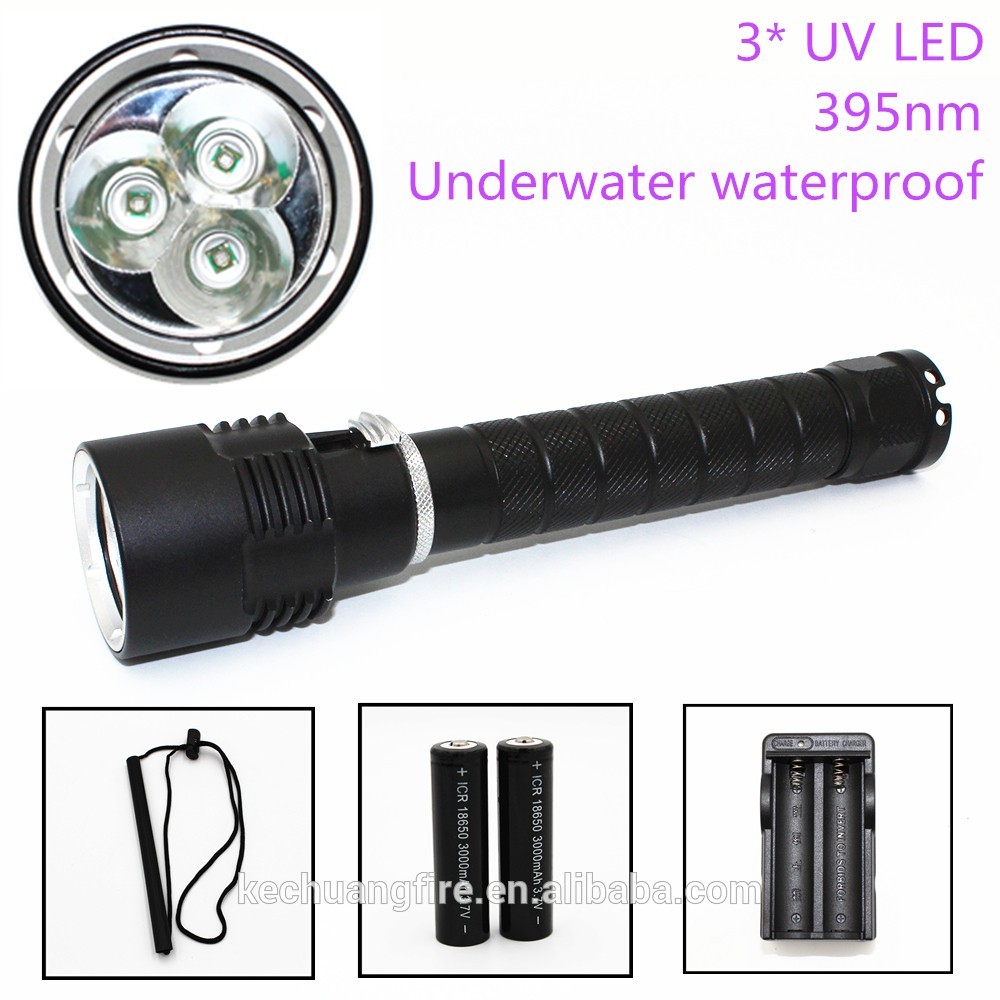 Waterproof Aluminum 10W Ultraviolet 3 x UV LED Light Lantern Diving Flashlight 395nm uv torch tactical torch