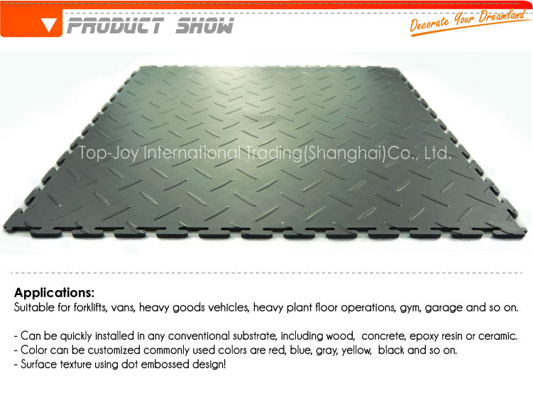 7mm Removable Gray Click Vinyl Floor Garage Mat Tiles