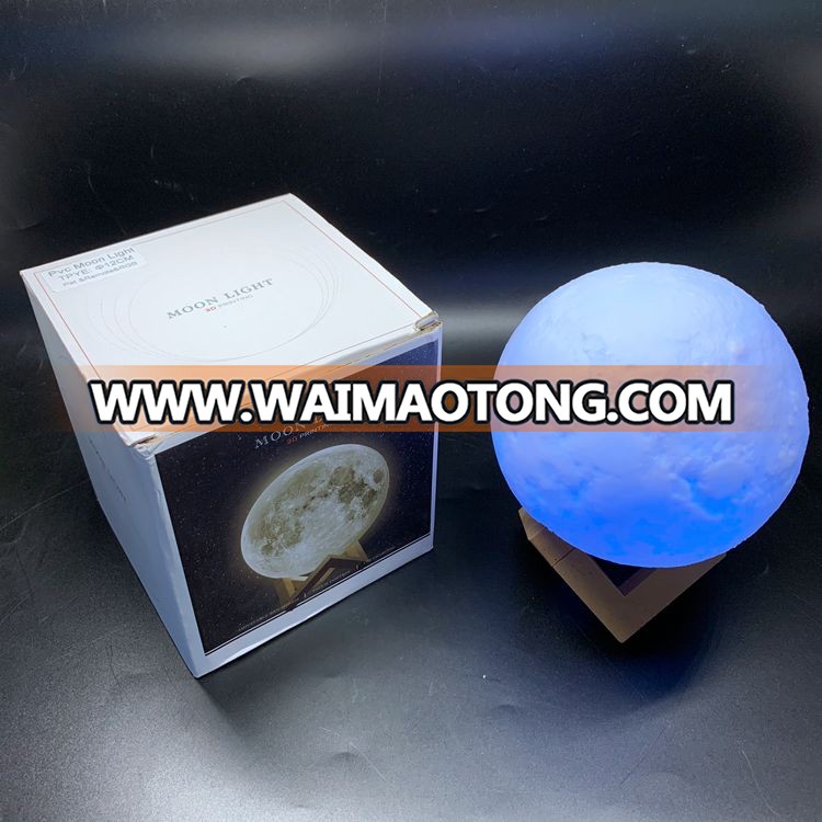 New OEM 3D print moon surface shape USB rechargeable touch remote control LED night light