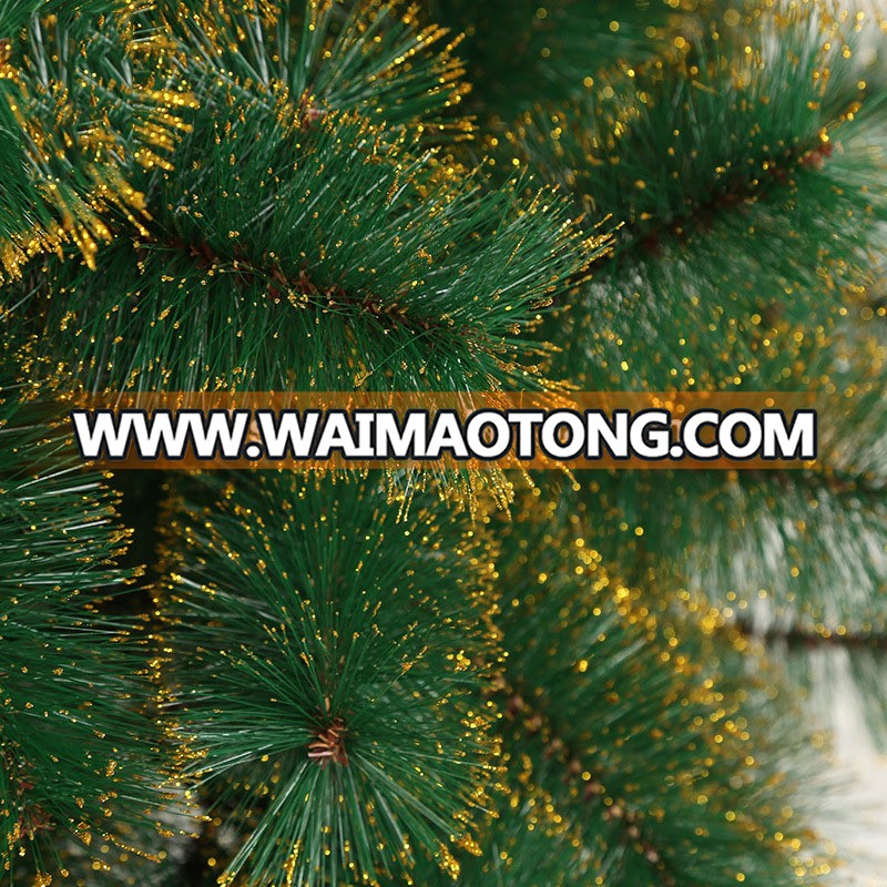 wholesale artificial 150cm/180cm/210cm pine needle christmas tree with gold glitter