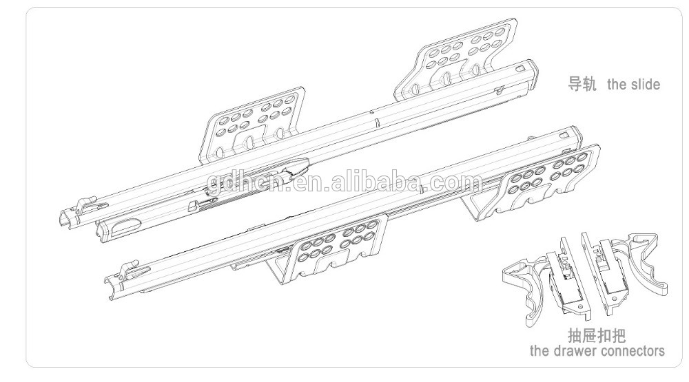 kitchen drawer slide Soft-closing invisible full extension slides