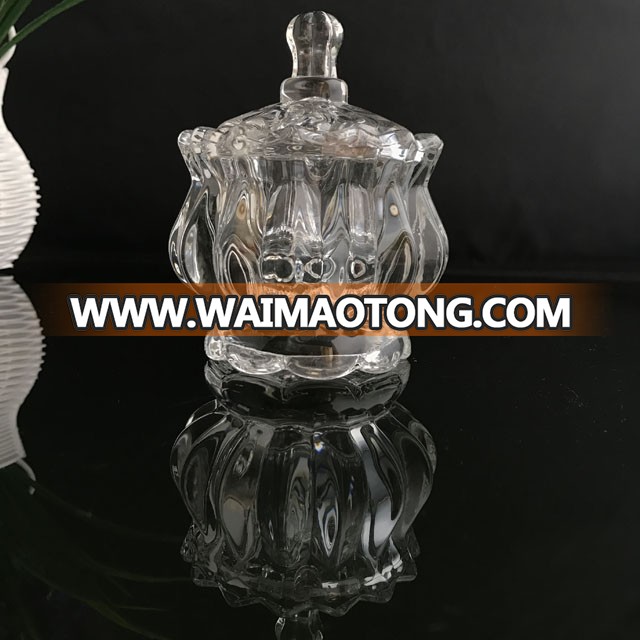 Glass Candy Jar Crystal Glass Jar with Glass Lid