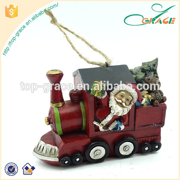 resin hanging Christmas train Santa carrier Christmas ornaments