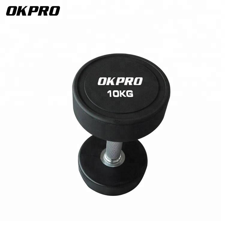 Commercial Fitness Dumbbell Set Gym Black Round PU Dumbbell