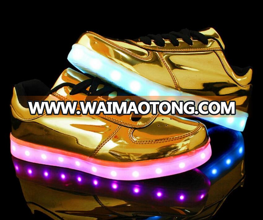 Led light shoes men 2017 fashion colorful adults men shoes casual Gold Silver USB Light Up Shoes For Adults