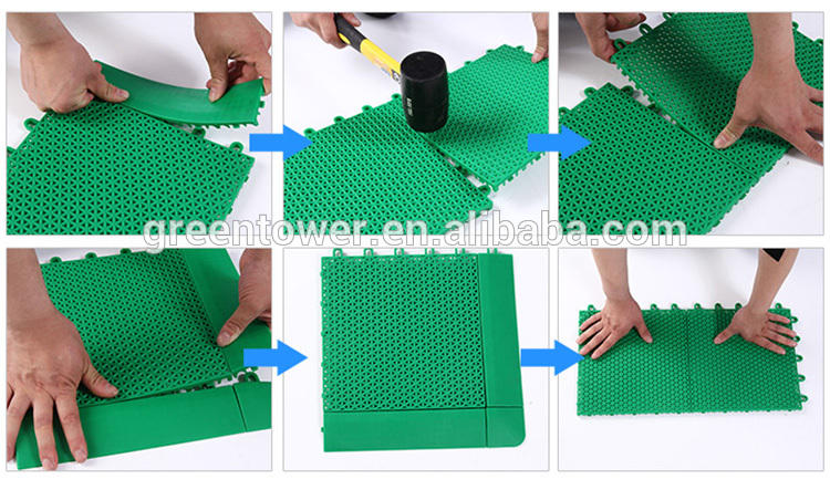 Easy to removable basketball court interlocking plastic tile outdoor