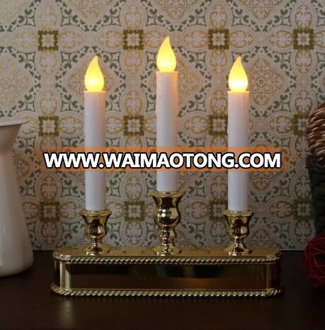 Wedding decorative wax LED taper candle with yellow flameless