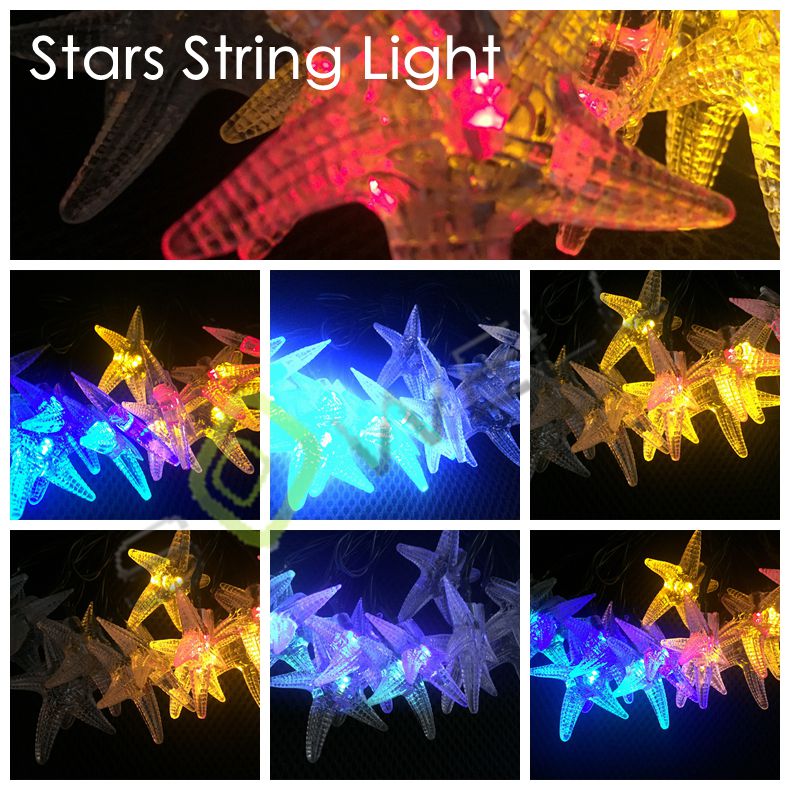 Waterproof outdoor garden solar lighting starfish led string lights