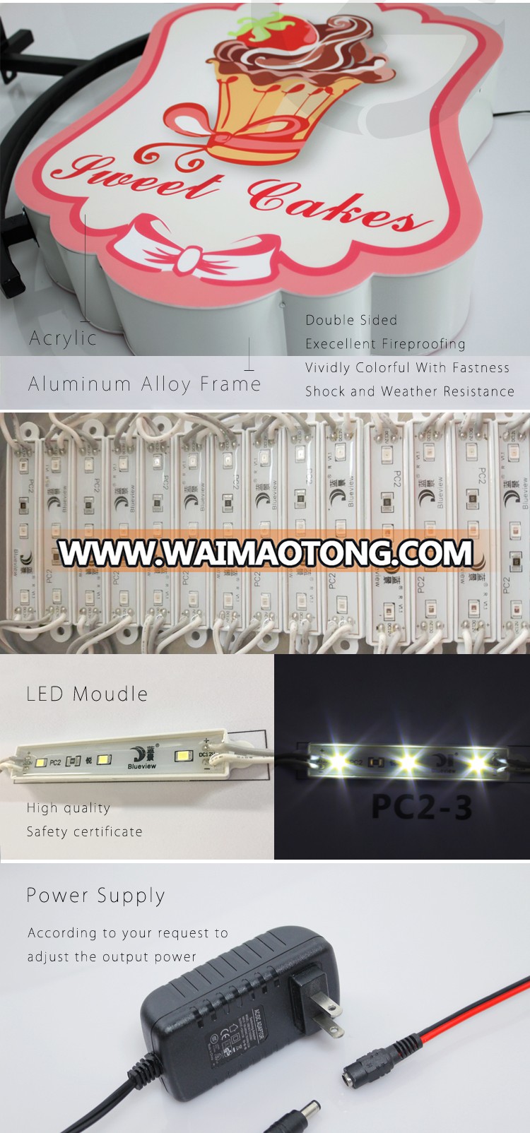 Manufacturer Custom Cake Store Decoration Acrylic Advertising Lighting  Box