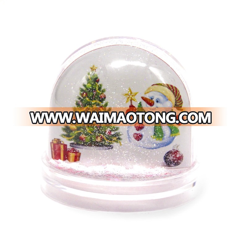 Cheap Christmas water globe acrylic plastic snow globe photo frame