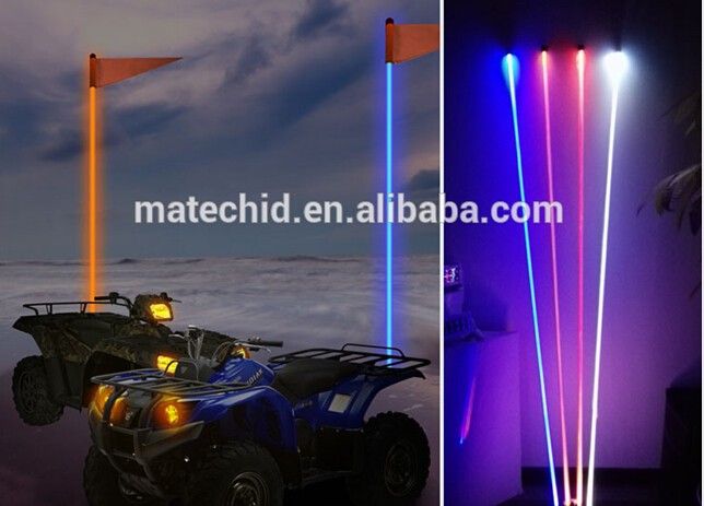 Factory supplier multicolors RGB auto flag led lights antenna for truck/motocycle fiber optic pole quick release car flag light