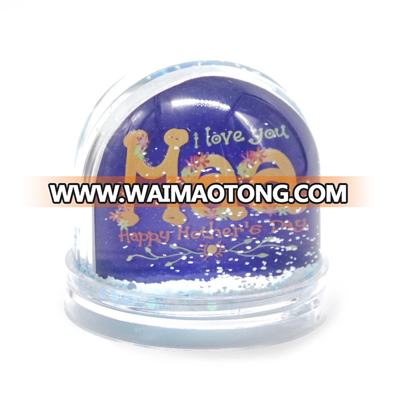 Custom made plastic water globe with photo insert snow globe photo frame