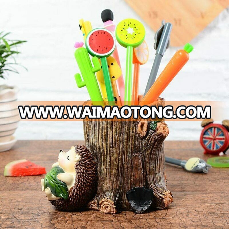 Pen Holder Ornament Resin Hedgehog Figurine Miniature Home Decor Desktop Crafts