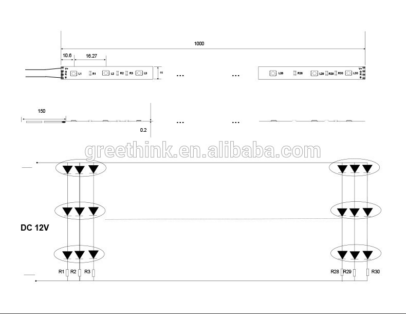 5 meters per roll High Lumen Samsung SMD 5630 LED flexible Strip