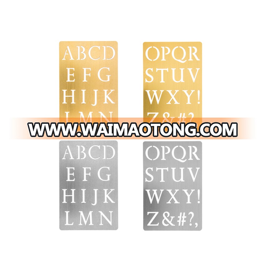 Custom Metal Etched Gold Brass Alphabet Stencil