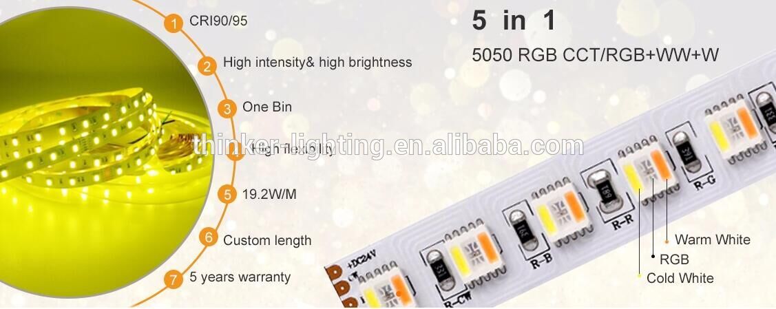 Shenzhen flexible strip RGB+CCT DC24V led strip