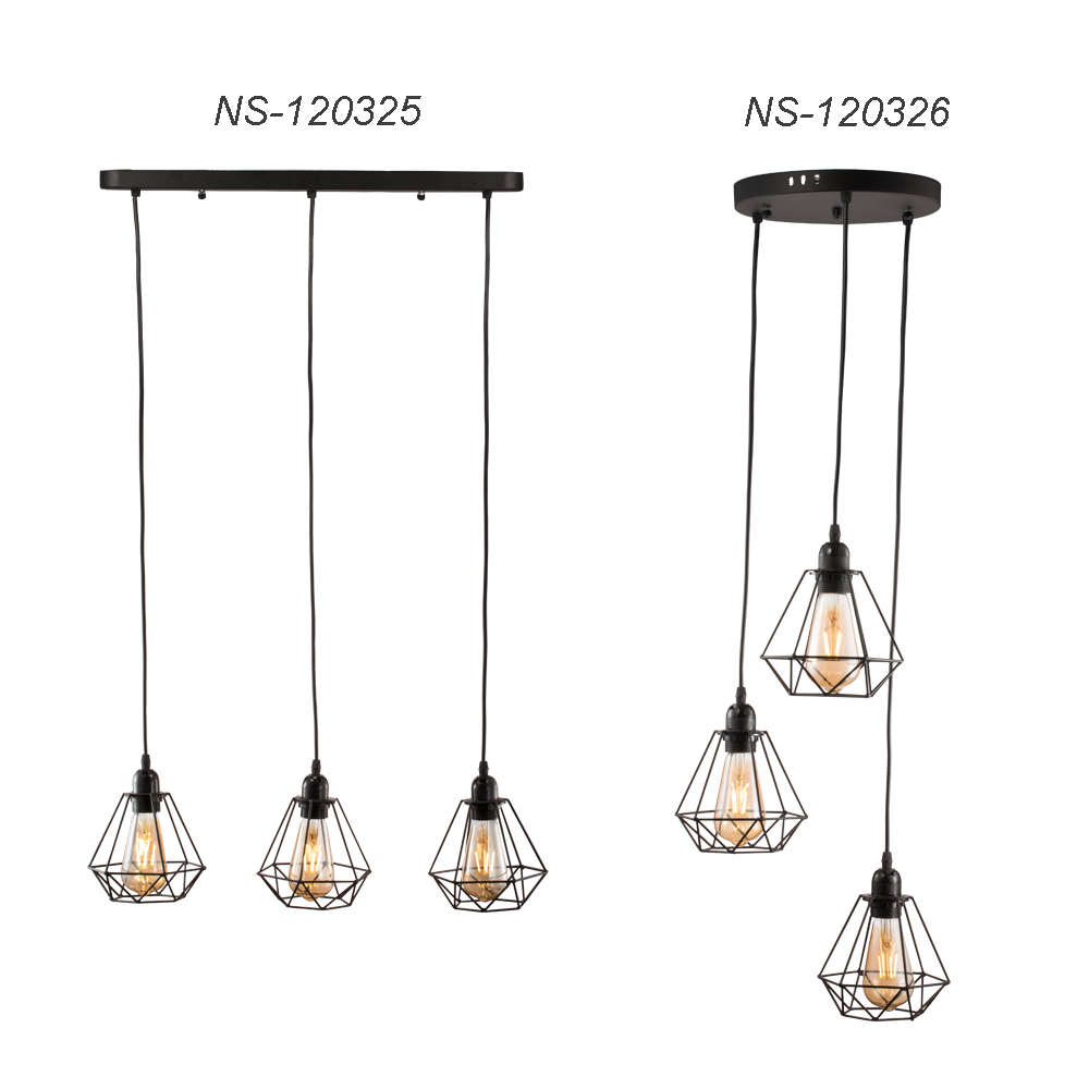 Industrial hanging lamp with three Metal shade for home restaurant bar decoration