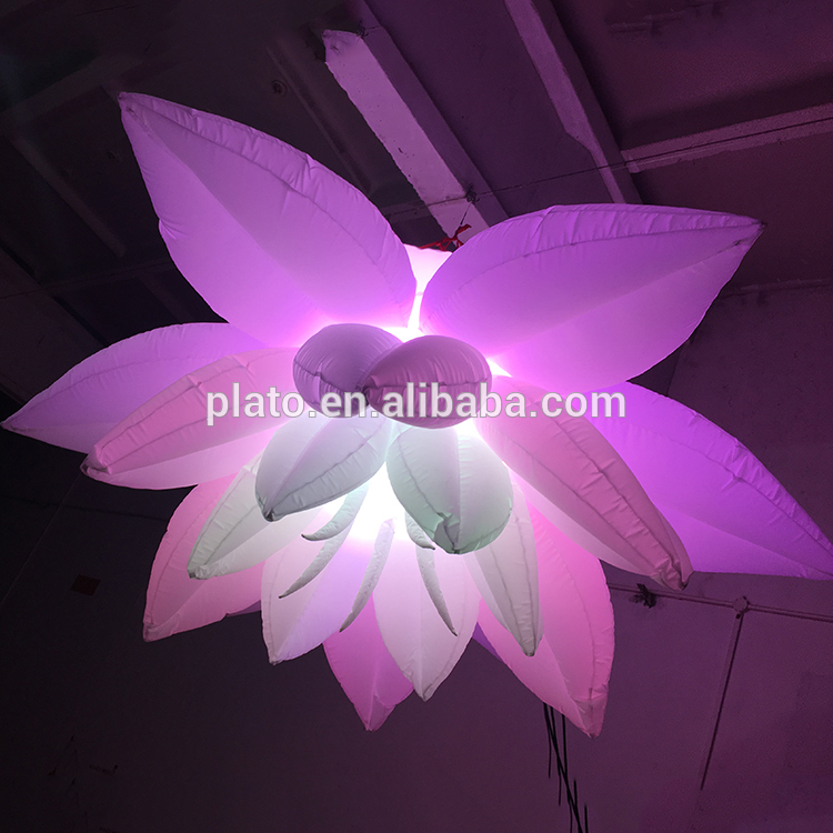 Hanging colorful led inflatable flower for event decoration