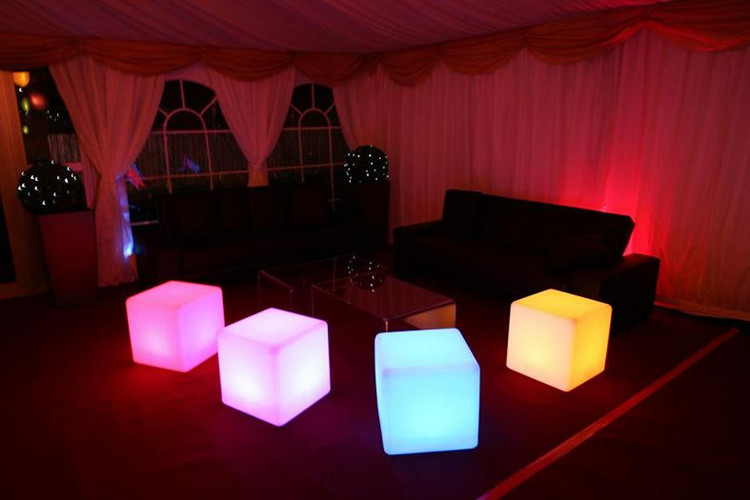 RGB color changing led outdoor light cube/illuminated led cube chair/glowing cube seat