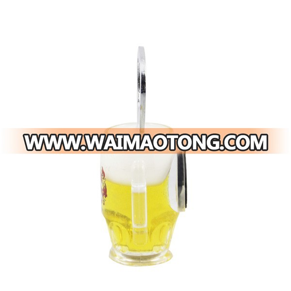 Acrylic Plastic Beer Cup Mug Shape Promotional With Magnet Glue Inside Silk Printing Fridge Magnet Beer Bottle Opener