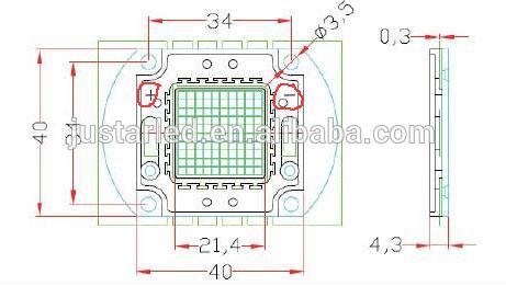 high lumen rgbw high power 50w led chip with Epistar 45mil chip