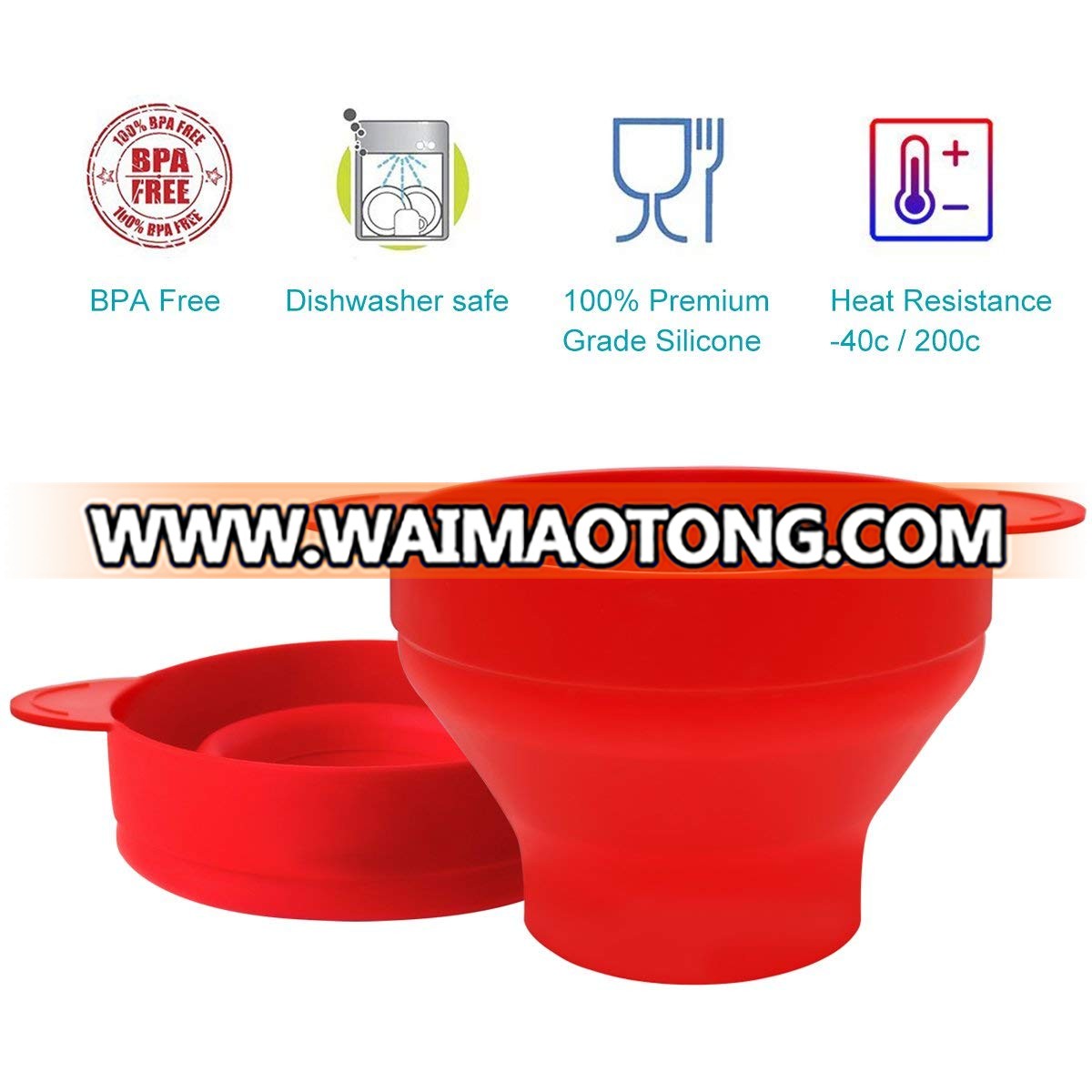 custom logo high quality collapsible silicone microwave popcorn maker