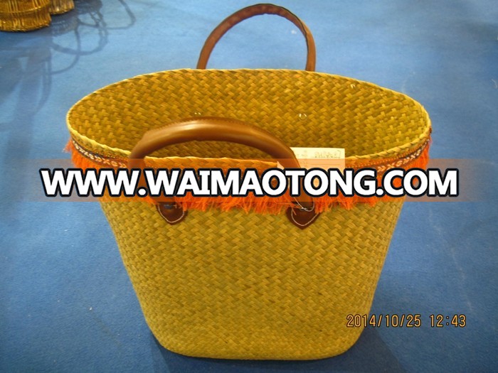 wholesale nature weaving handbag seagrass handgag straw woman tote bag