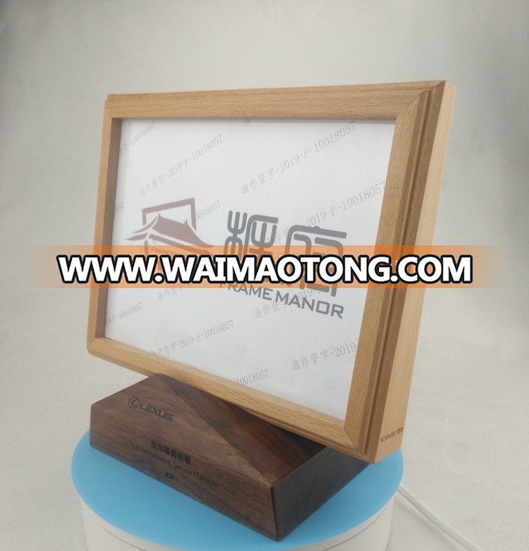 Custom Creative Frame Base Gift Wooden Card Holder Photo Message Folder