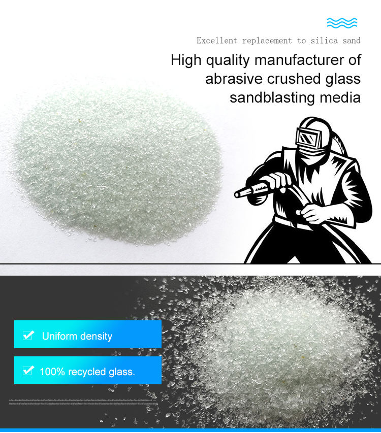 Crushed cycle light grey sandblasting glass sand for blasting