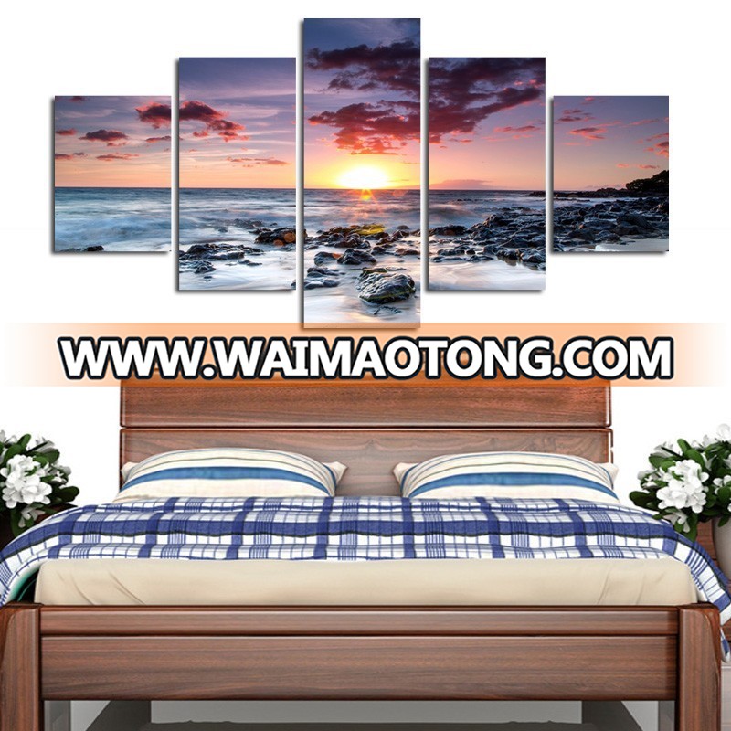 5 Panel seascape canvas print wall art for home decoration