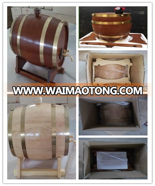 Disposable Wood Keg Barrel Cylinder Packaging Holder Box with Hinged Lid for Tea Tin